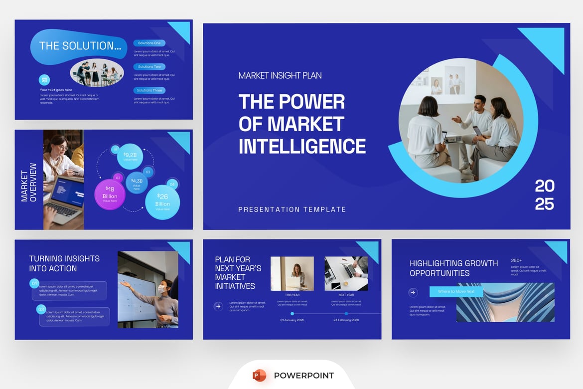 Template PowerPoint Insight Pasar yang Modern dan Efektif