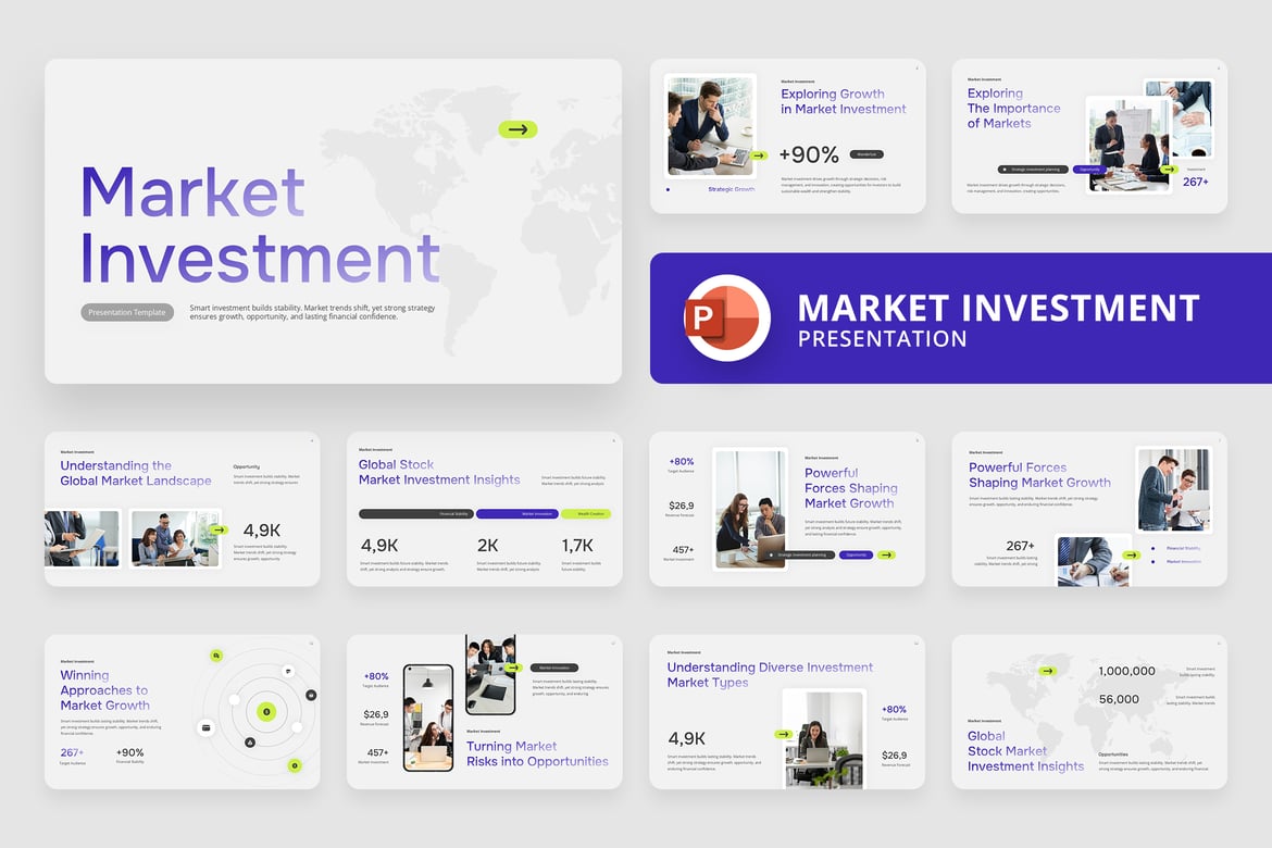 Template Presentasi PowerPoint Investasi Pasar yang Elegan dan Fleksibel
