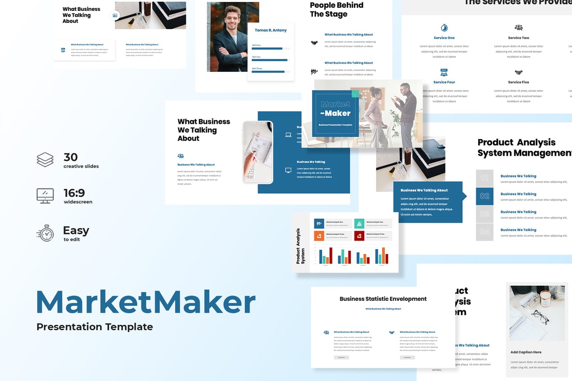 Template Presentasi Powerpoint Market Maker yang Modern dan Menarik