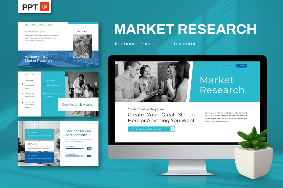 Template Powerpoint Riset Pasar untuk Bisnis yang Profesional