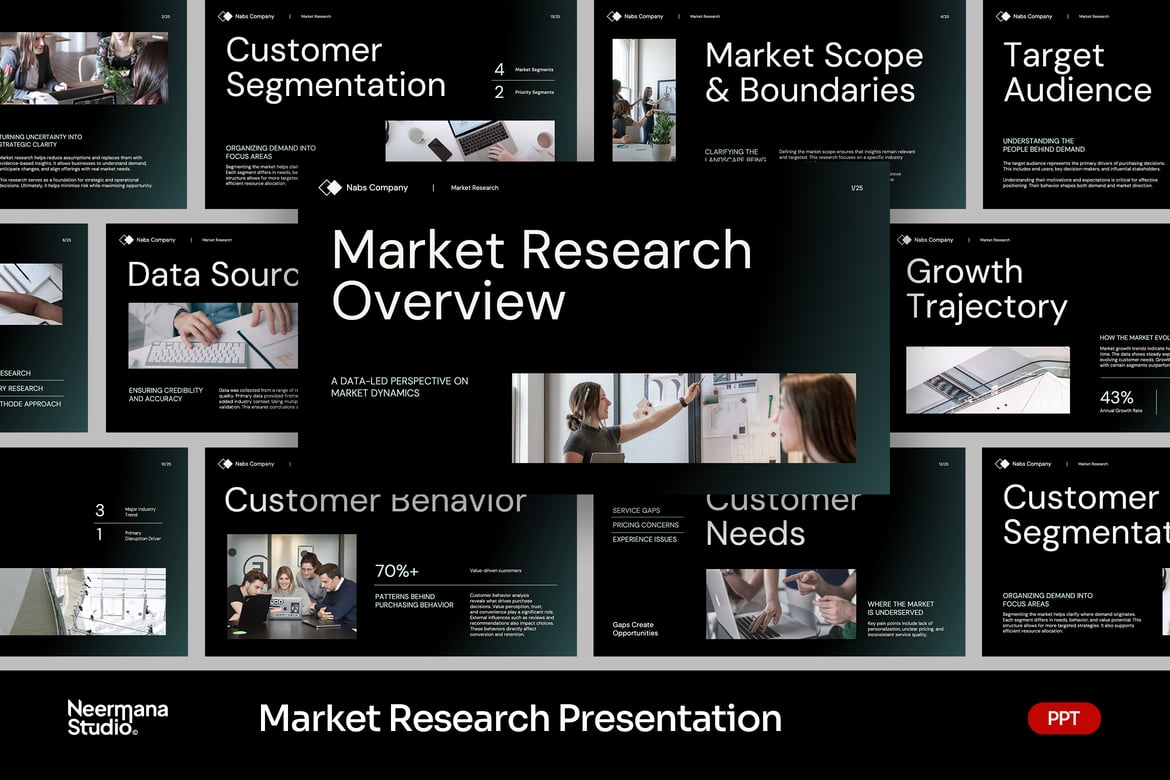 Template PowerPoint Riset Pasar yang Menarik dan Profesional
