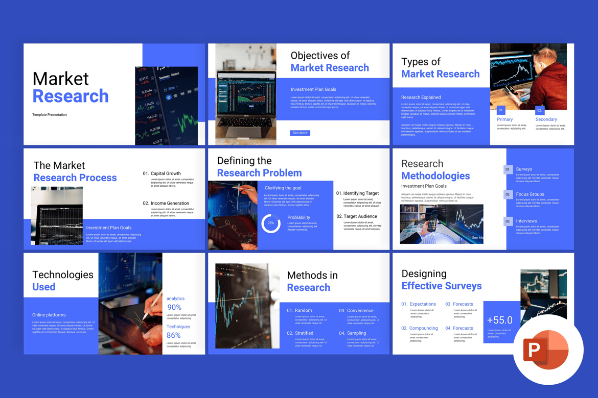 Template Presentasi PowerPoint Riset Pasar yang Menarik