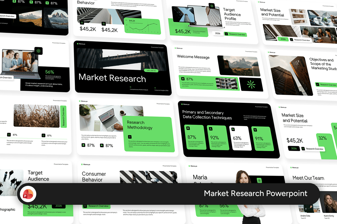 Template PowerPoint Riset Pasar yang Profesional dan Fleksibel