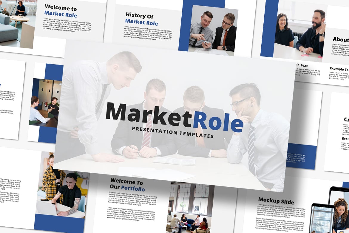 Template PowerPoint Peran Pasar yang Menarik dan Modern