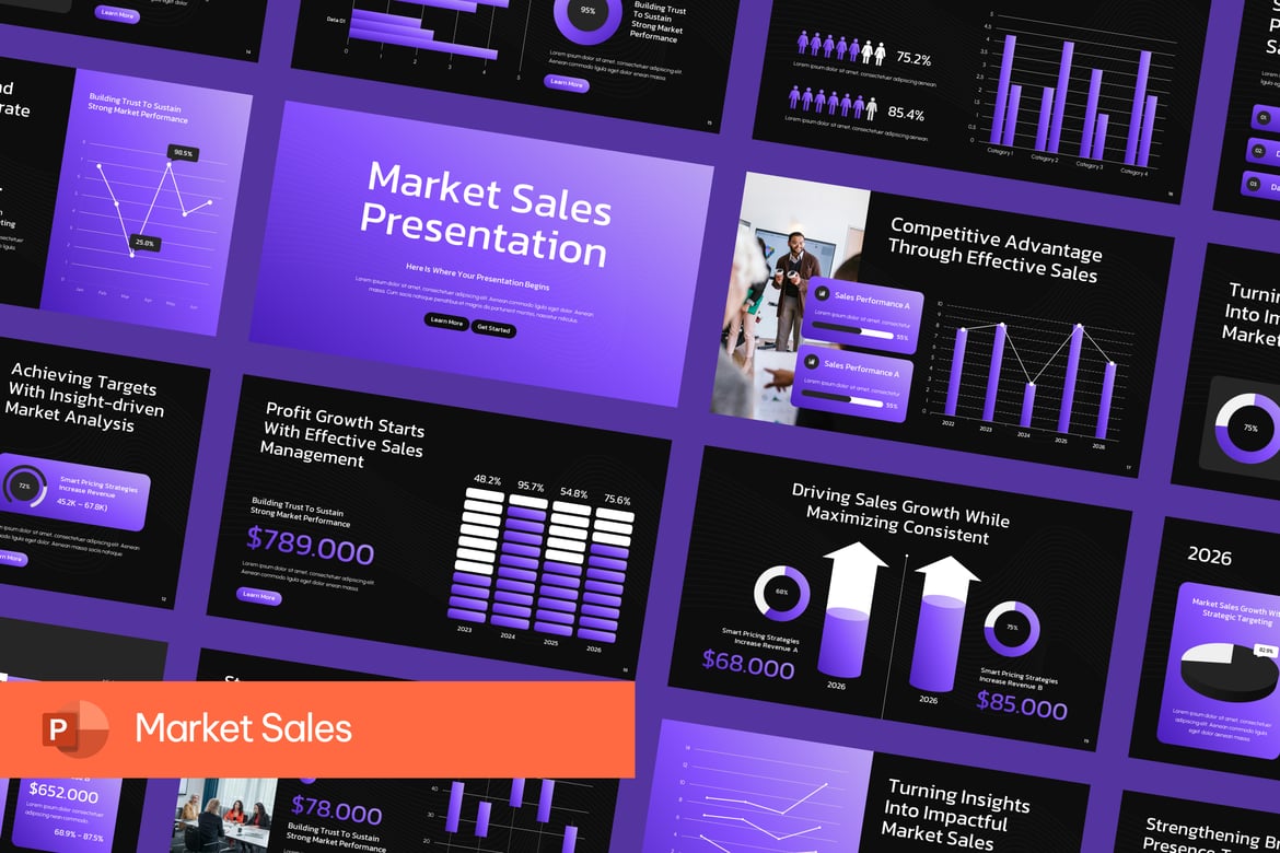 Template Presentasi PowerPoint Penjualan Pasar yang Menarik