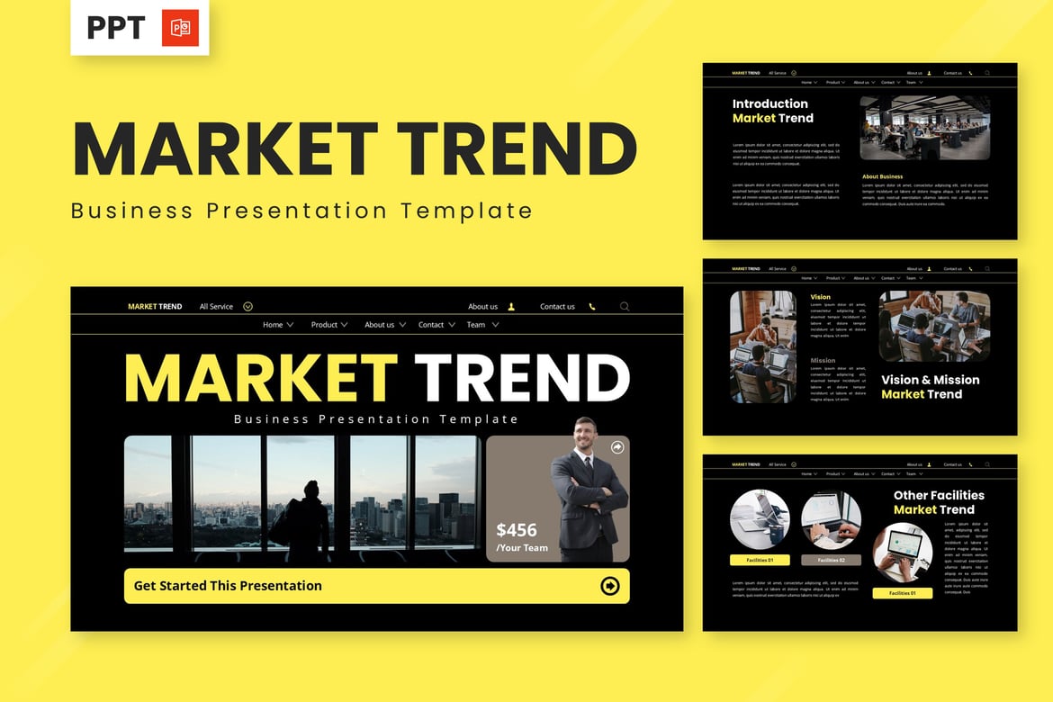 Template Presentasi PowerPoint Tren Pasar yang Modern dan Profesional
