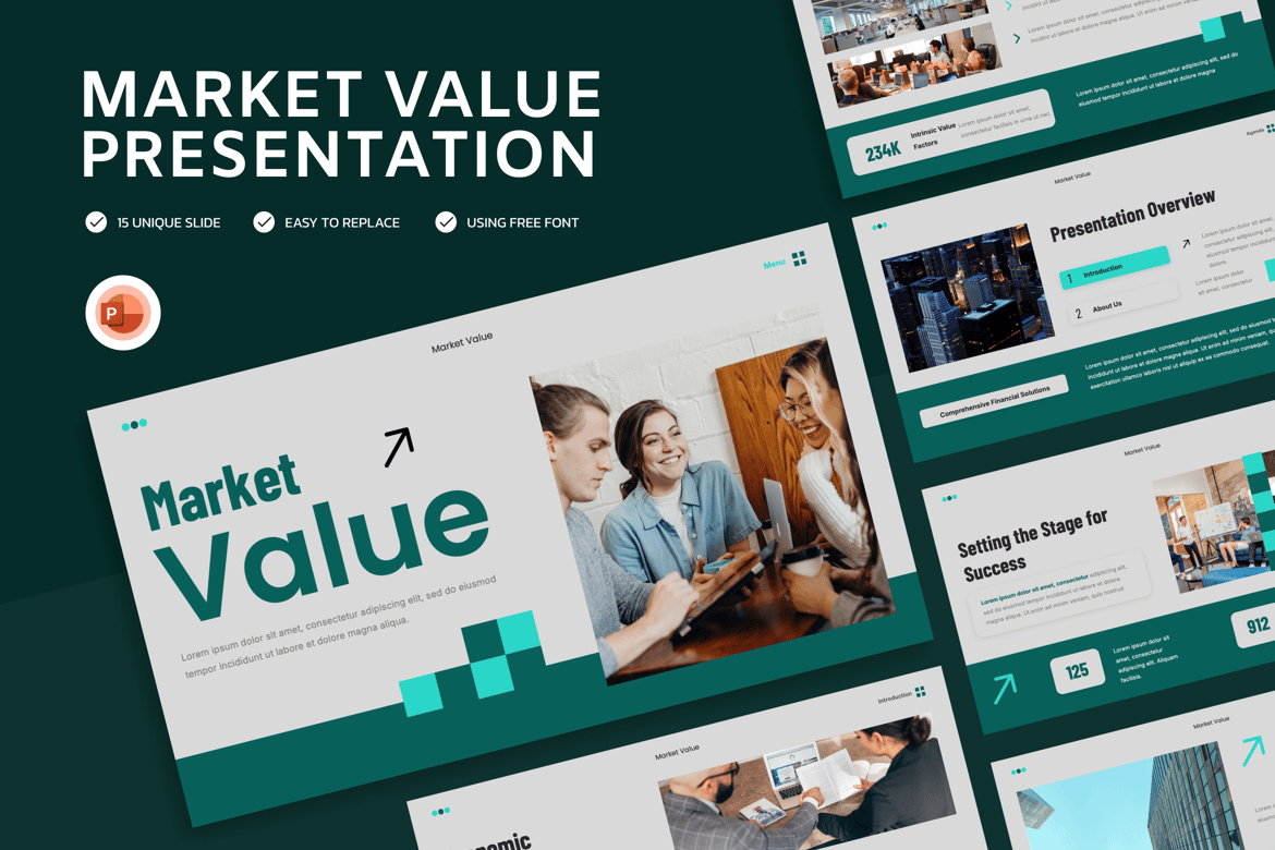 Template Powerpoint Nilai Pasar yang Menarik dan Profesional