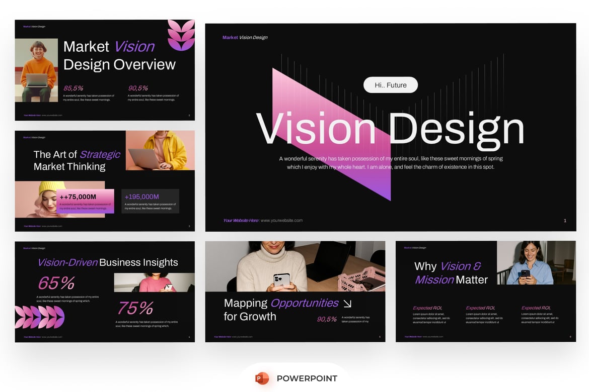 Template PowerPoint Visi Pasar yang Mengesankan