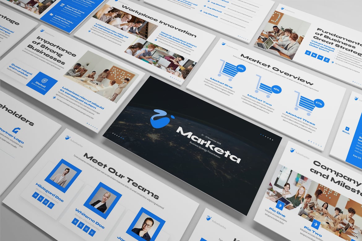 Template Presentasi Bisnis Marketa - Powerpoint Profesional