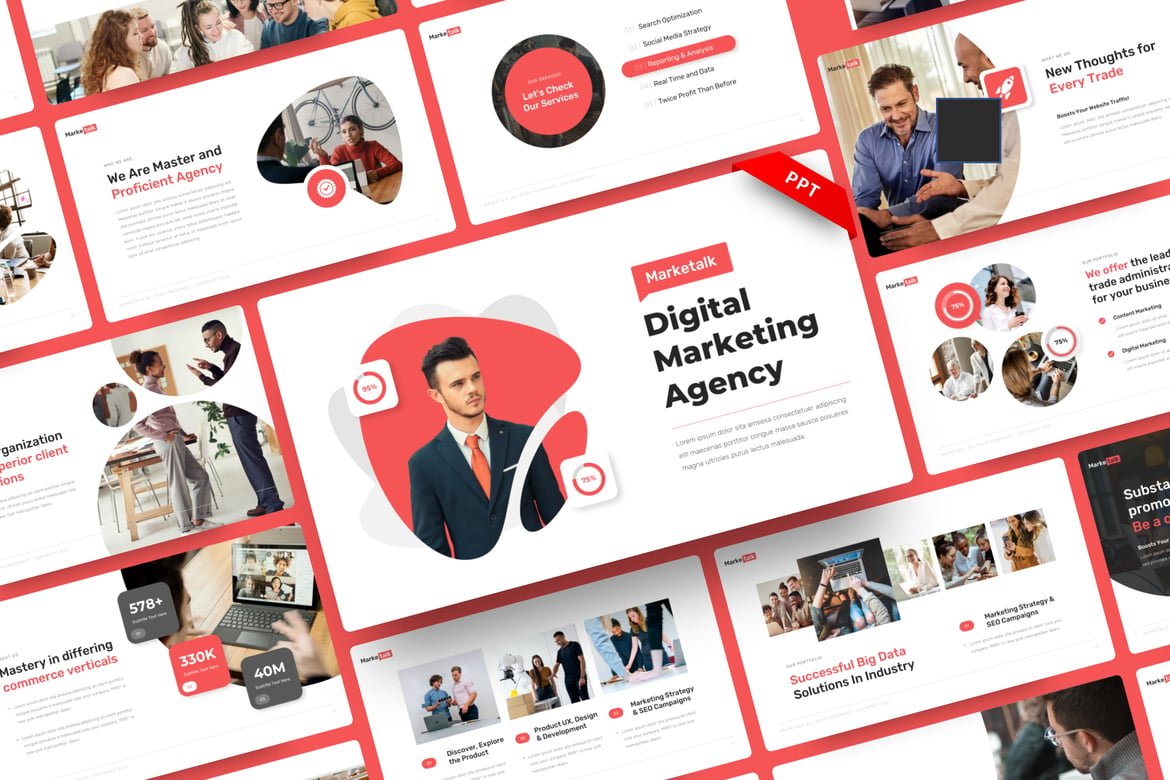 Template Presentasi PowerPoint Digital Marketing Marketalk yang Menarik