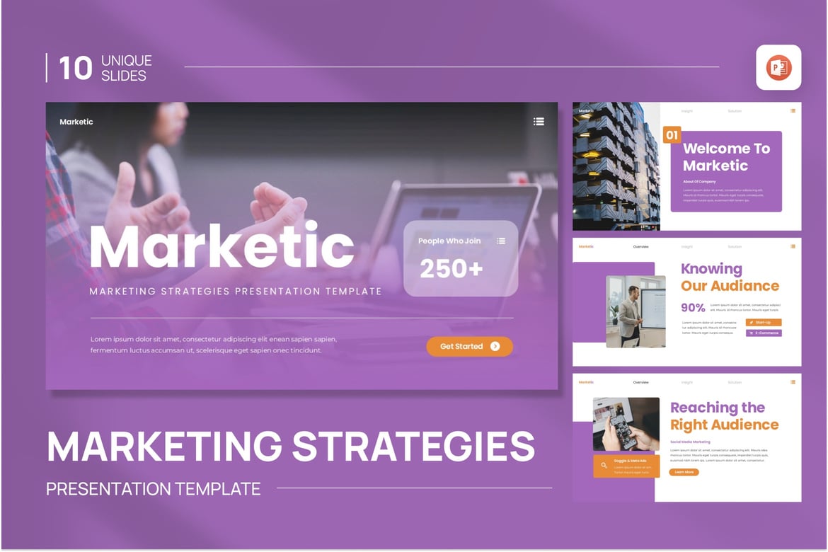 Template Presentasi PowerPoint Strategi Pemasaran Marketic yang Menarik