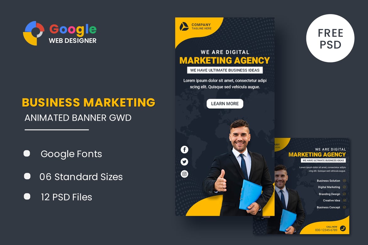 Template Web Animasi Iklan Google Adwords untuk Agensi Pemasaran