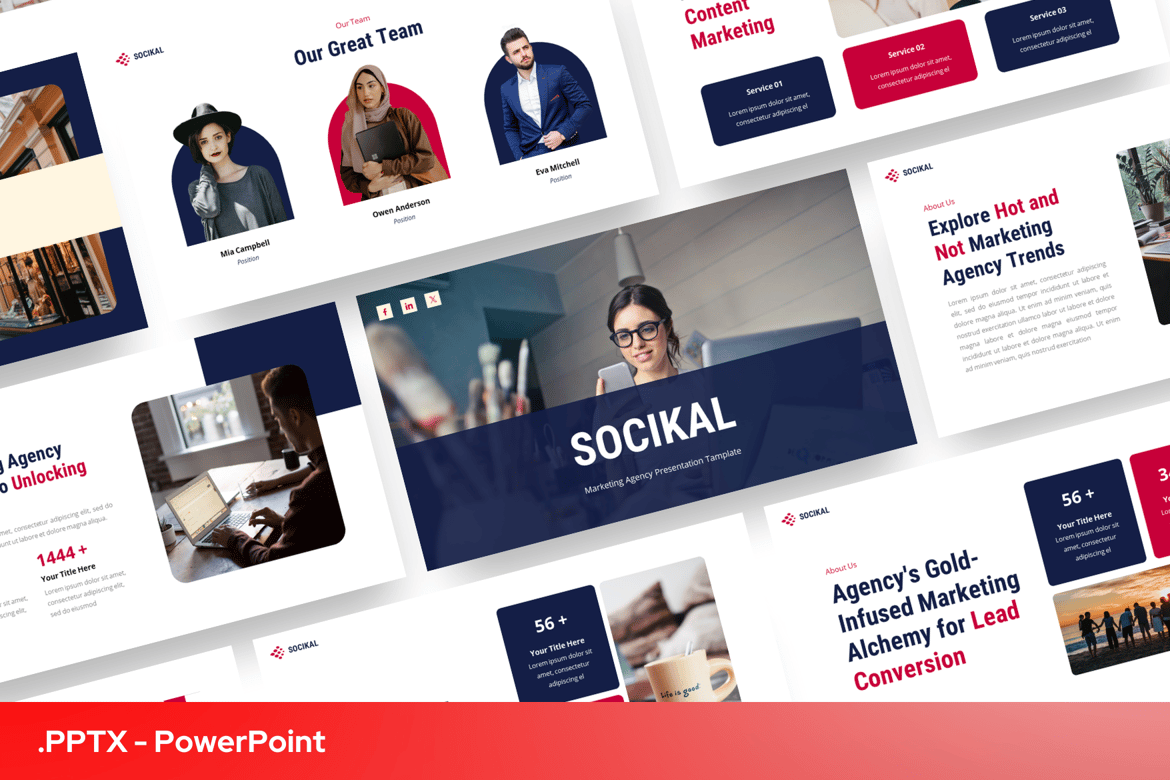 Template PowerPoint Agensi Pemasaran yang Menarik
