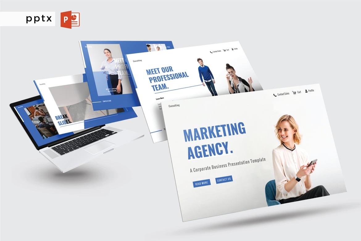 Template Presentasi PowerPoint Profesional untuk Agensi - V446