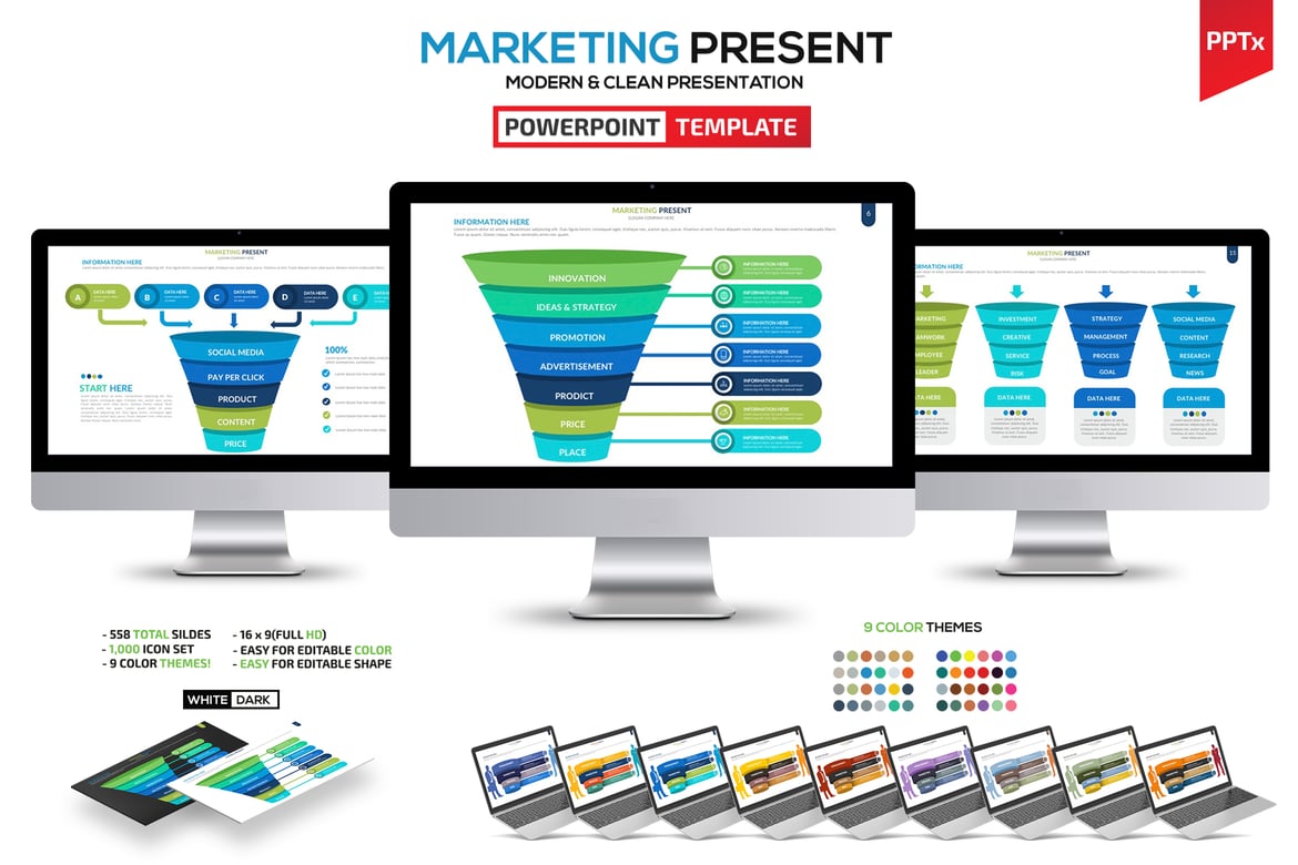 Template Presentasi PowerPoint Marketing & Funnel yang Menarik