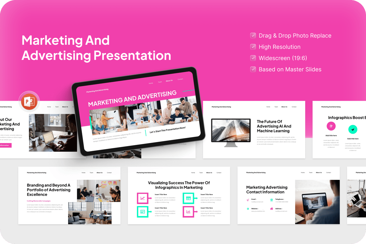 Template Presentasi PowerPoint untuk Pemasaran dan Periklanan yang Menarik