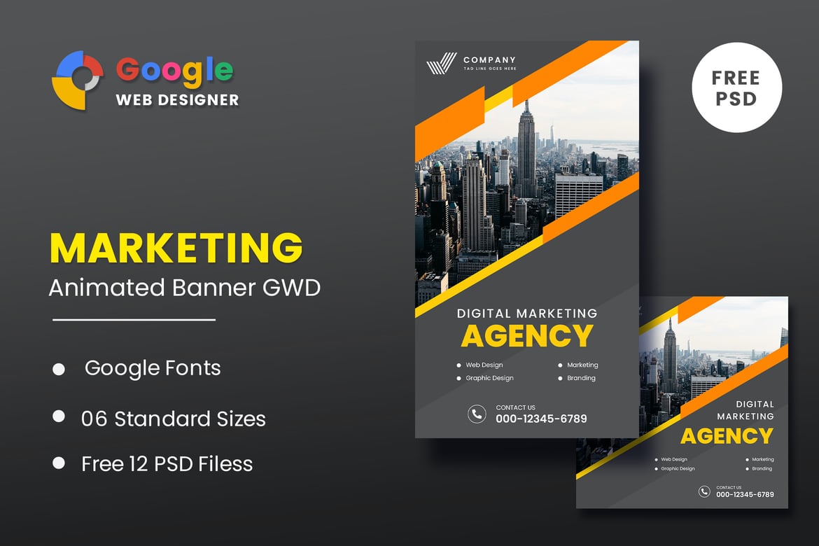 Template Web Spanduk Animasi untuk Pemasaran di Google Web Designer
