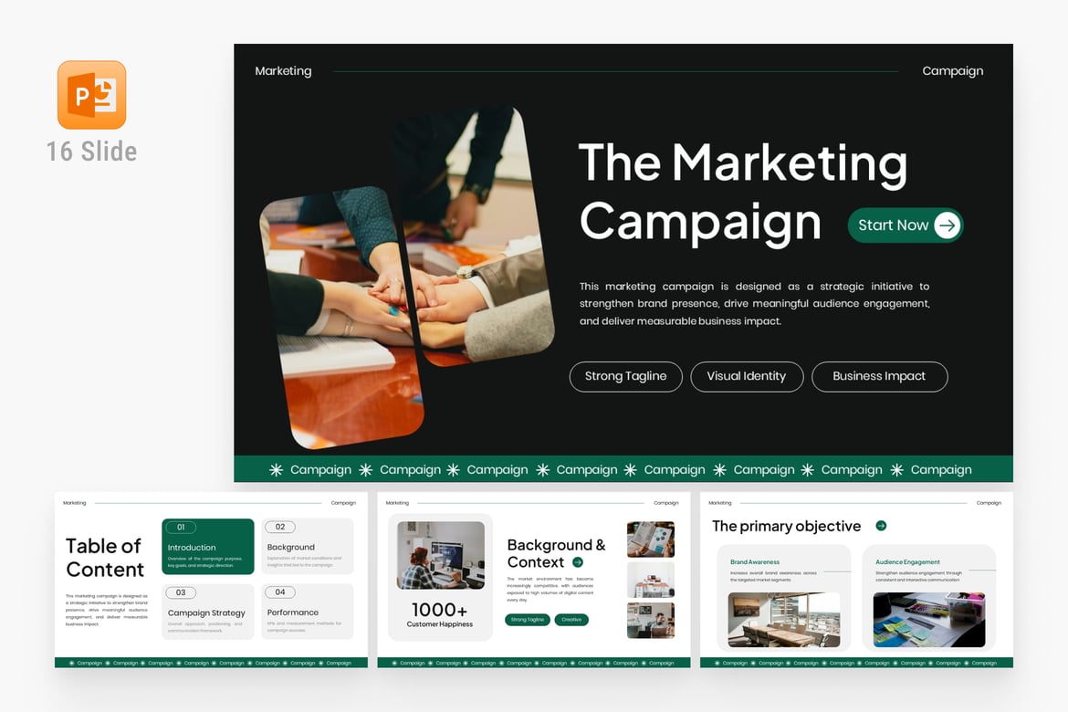 Template PowerPoint Kampanye Pemasaran yang Modern dan Efektif