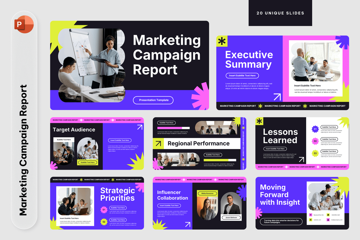 Template PowerPoint Laporan Kampanye Pemasaran yang Menarik