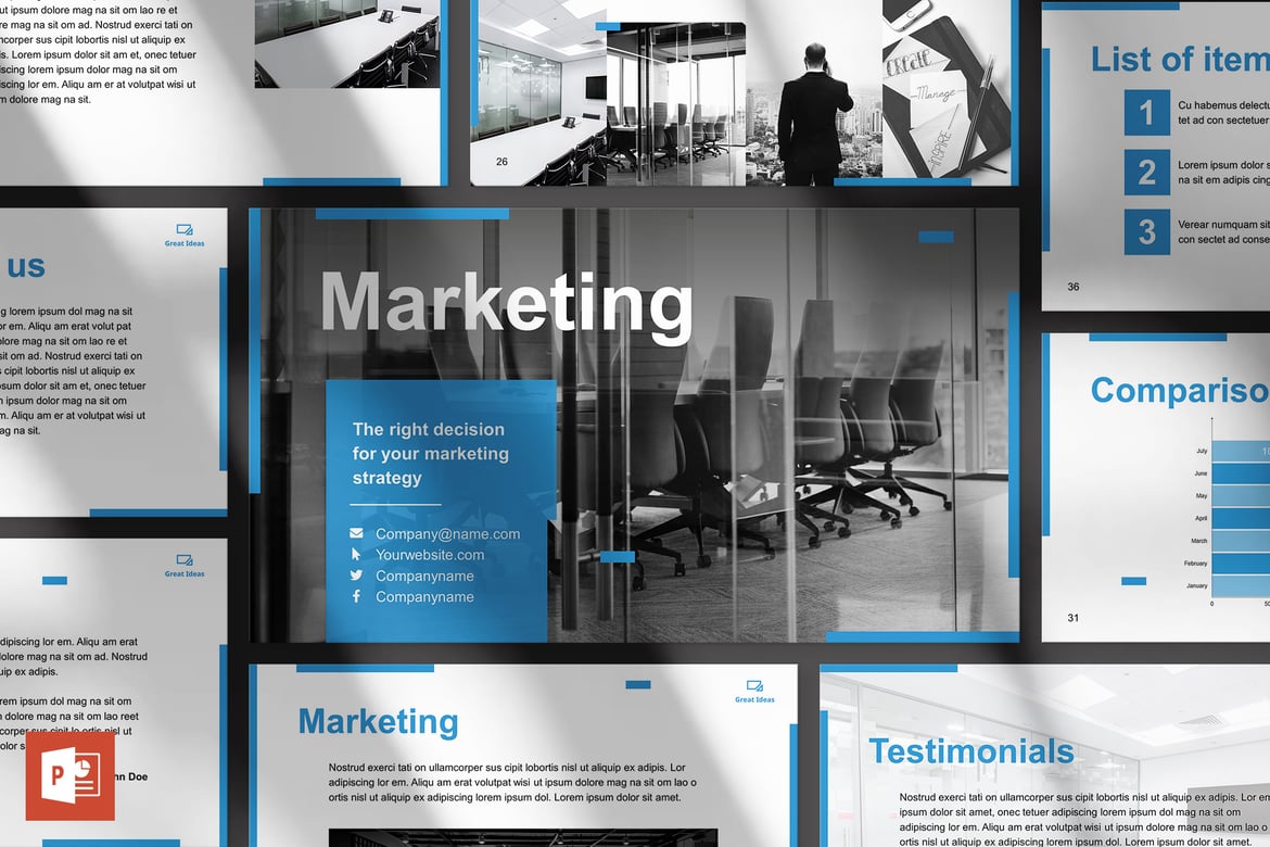 Template Presentasi PowerPoint untuk Perusahaan Marketing yang Menarik