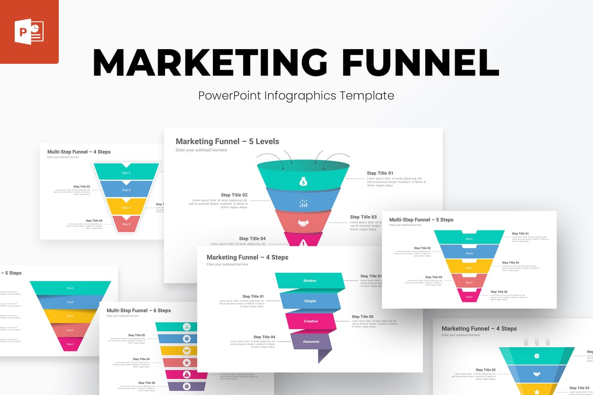 Template PowerPoint Infografis Funnel Pemasaran yang Menarik