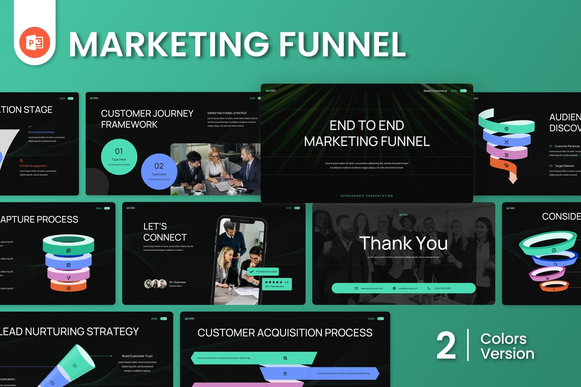 Template PowerPoint Funnel Pemasaran yang Menarik