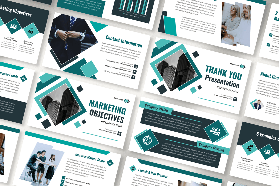 Template Presentasi PowerPoint Tujuan Pemasaran yang Modern dan Profesional