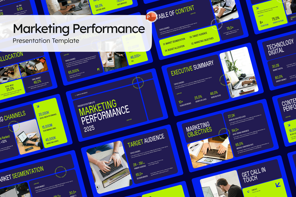 Template PowerPoint Kinerja Pemasaran yang Menarik dan Efektif