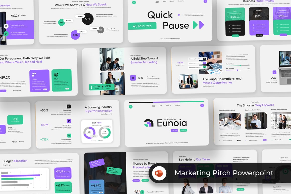 Template Powerpoint Pitch Marketing Kreatif dan Modern