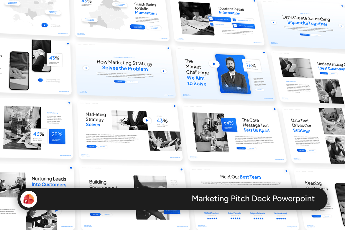 Template PowerPoint Pitch Marketing Profesional yang Fleksibel