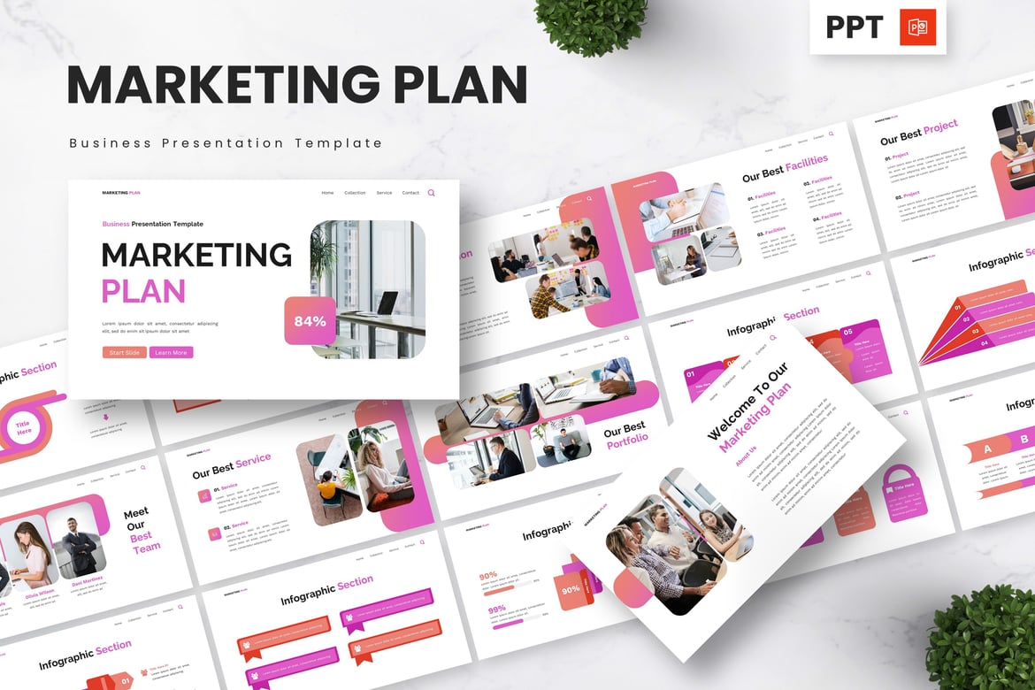 Template Presentasi PowerPoint Rencana Pemasaran yang Menarik