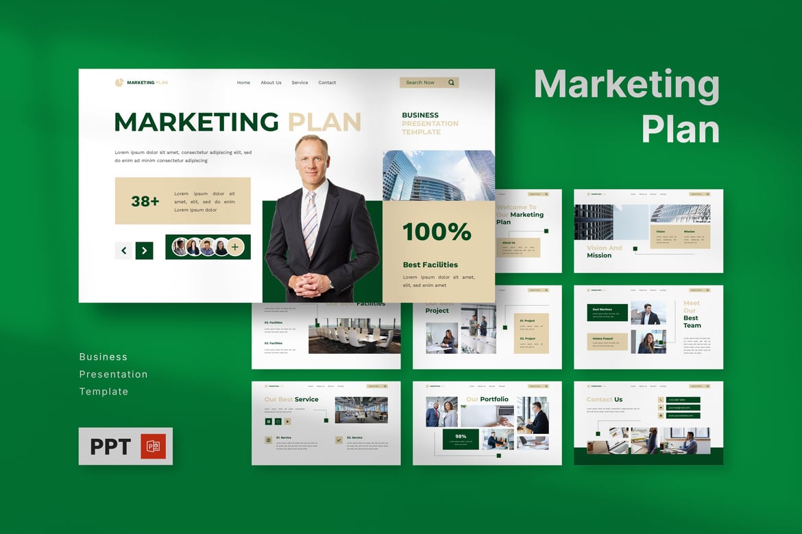 Template Presentasi PowerPoint Rencana Pemasaran yang Menarik