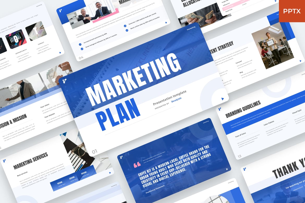 Template PowerPoint Rencana Pemasaran yang Menarik dan Profesional
