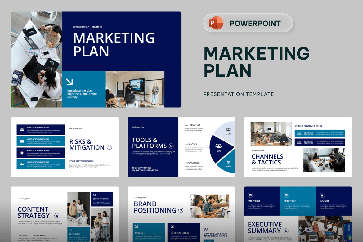 Template Presentasi PowerPoint Rencana Pemasaran yang Profesional