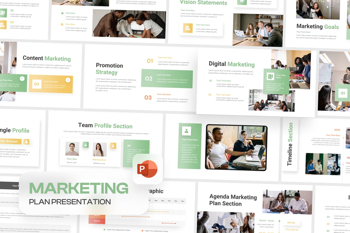 Template Presentasi PowerPoint Rencana Pemasaran yang Menarik