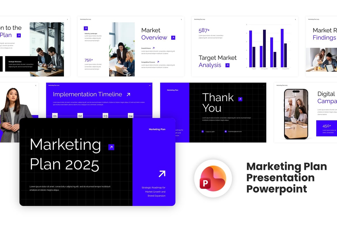 Template Presentasi PowerPoint Rencana Pemasaran yang Kreatif