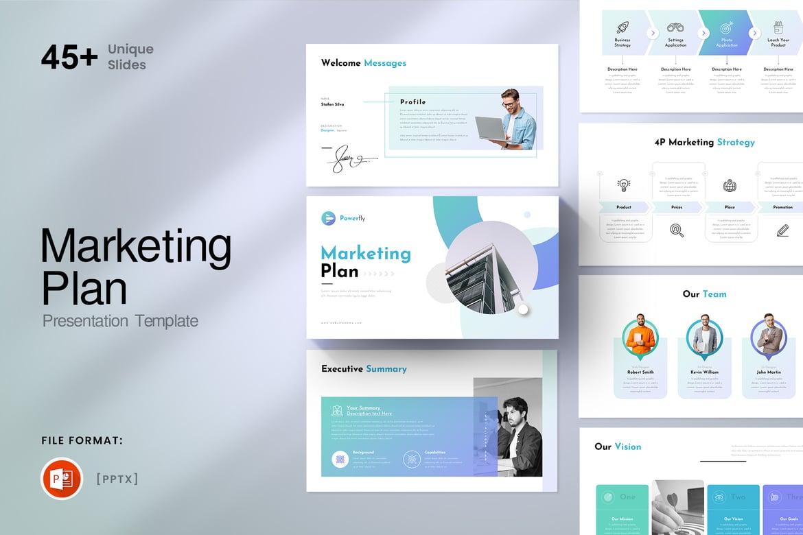 Template Presentasi PowerPoint Rencana Pemasaran yang Menarik dan Profesional