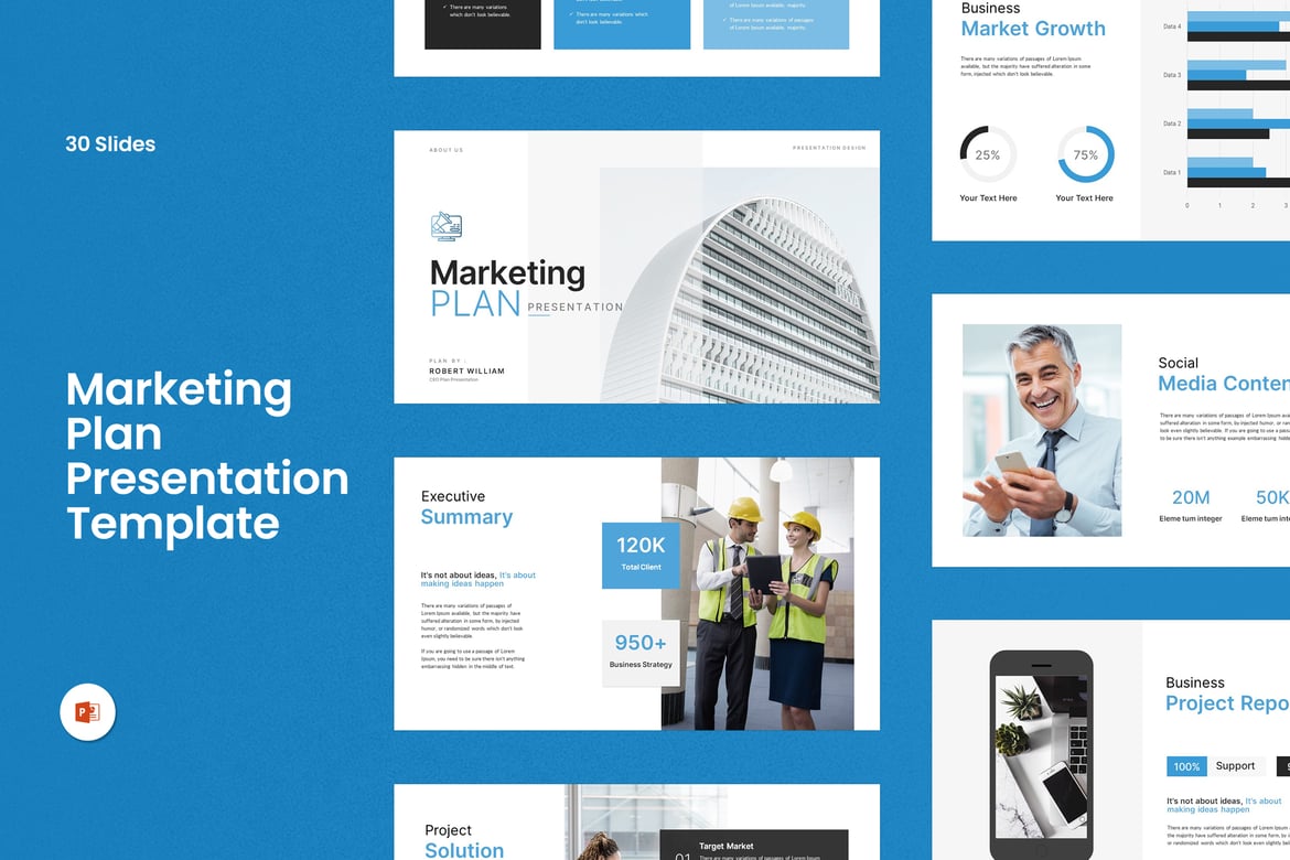 Template Presentasi PowerPoint Rencana Pemasaran yang Menarik dan Profesional