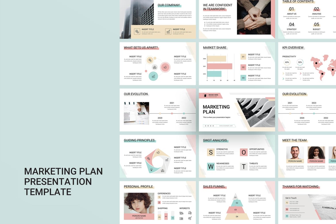Template Presentasi PowerPoint Rencana Pemasaran yang Fleksibel dan Menarik