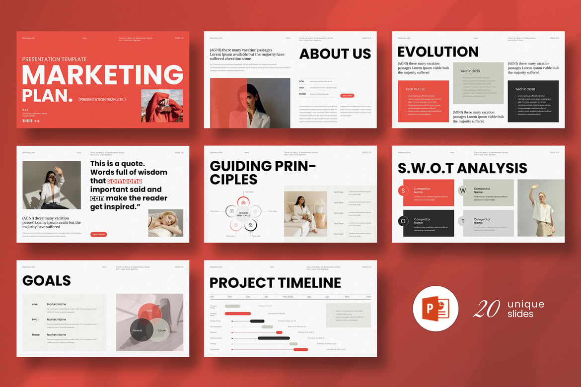 Template Presentasi PowerPoint Rencana Pemasaran yang Menarik dan Profesional