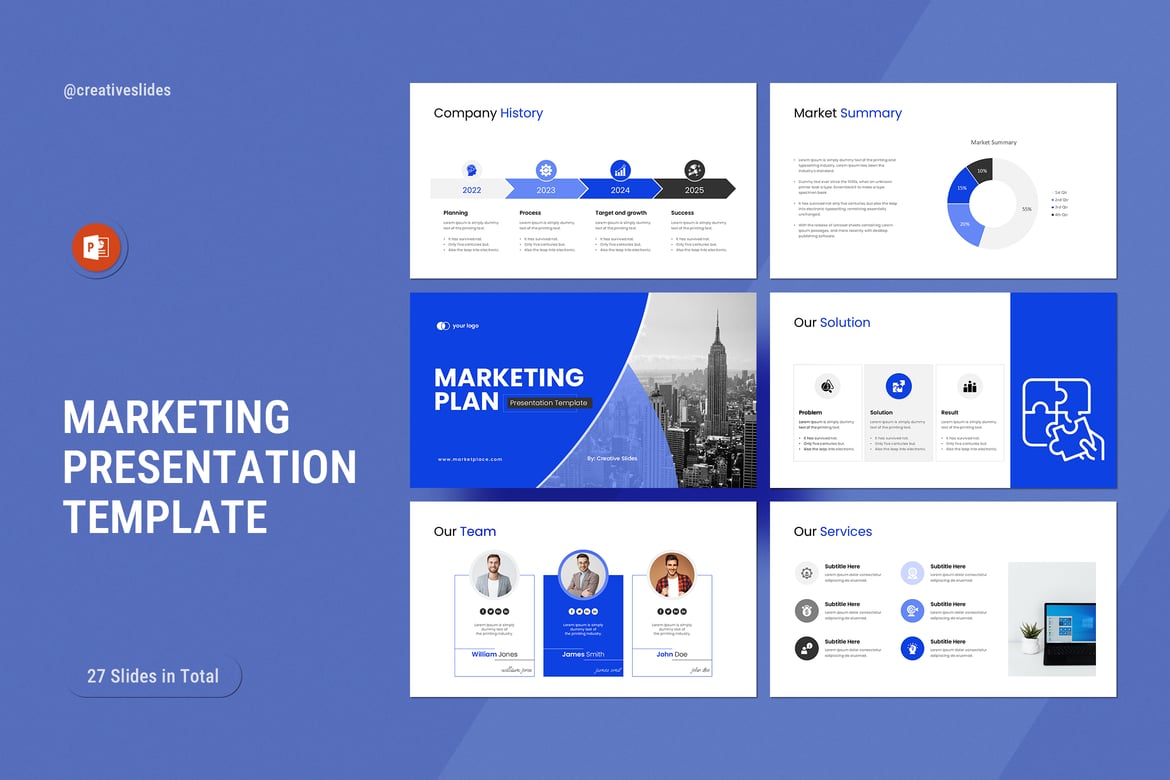 Template Presentasi PowerPoint Rencana Pemasaran yang Menarik dan Profesional
