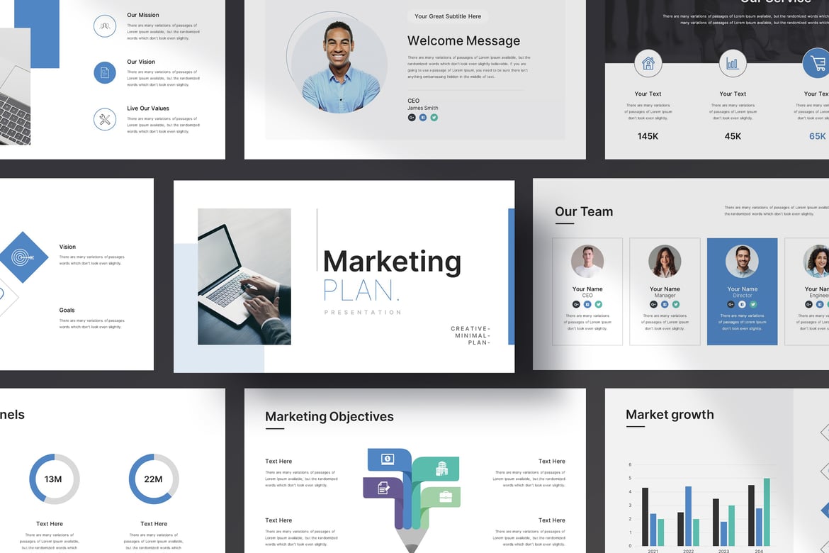 Template Presentasi PowerPoint Rencana Pemasaran yang Profesional dan Kreatif