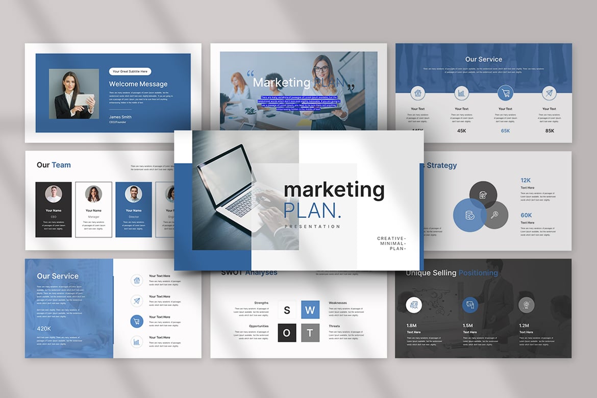 Template Presentasi PowerPoint Rencana Pemasaran Profesional dan Kreatif