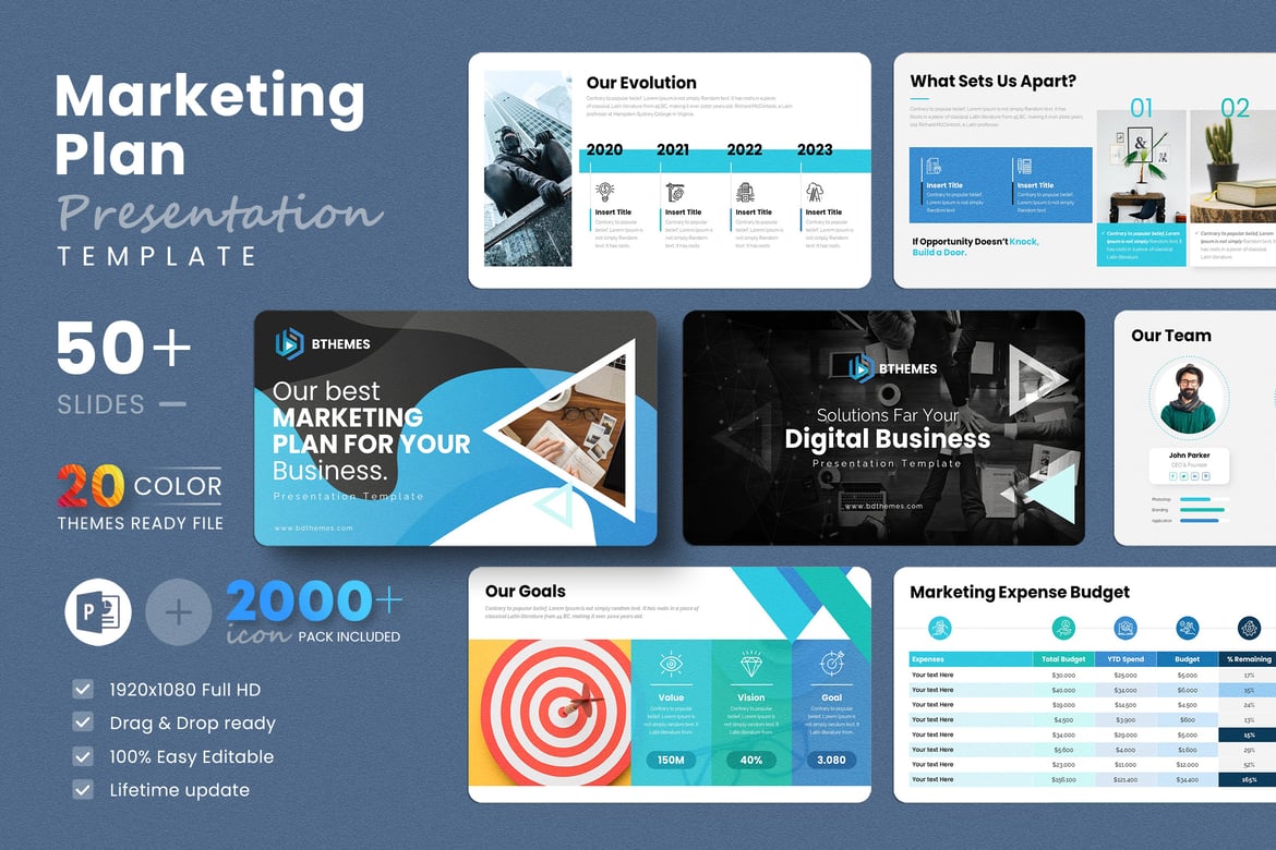 Template Presentasi PowerPoint Rencana Pemasaran yang Menarik