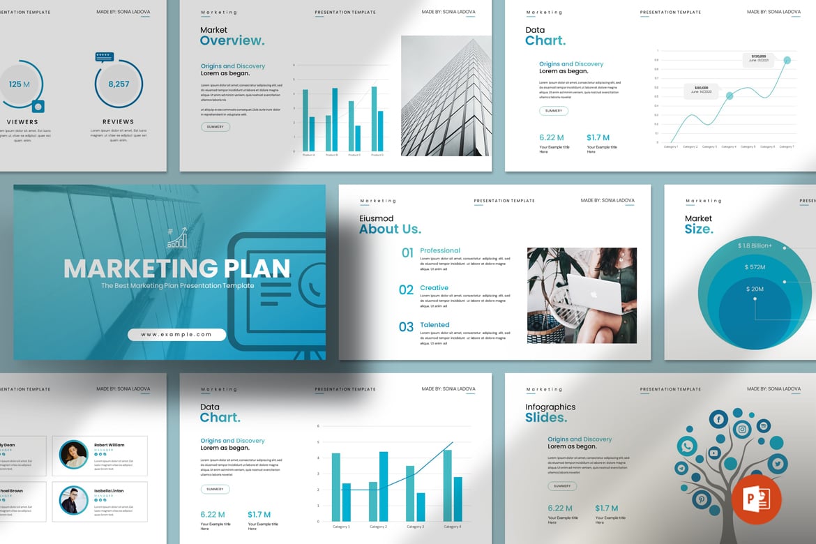 Template Presentasi PowerPoint Rencana Pemasaran yang Menarik