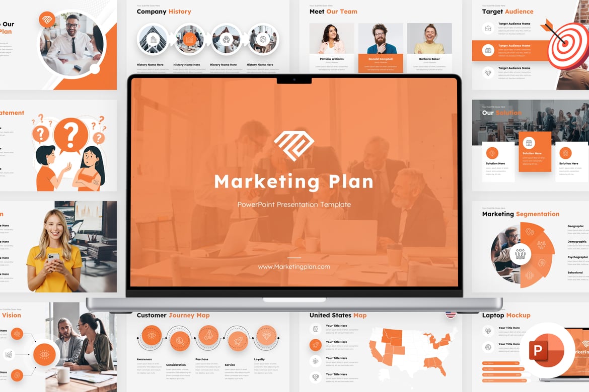 Template PowerPoint Rencana Pemasaran yang Menarik dan Profesional