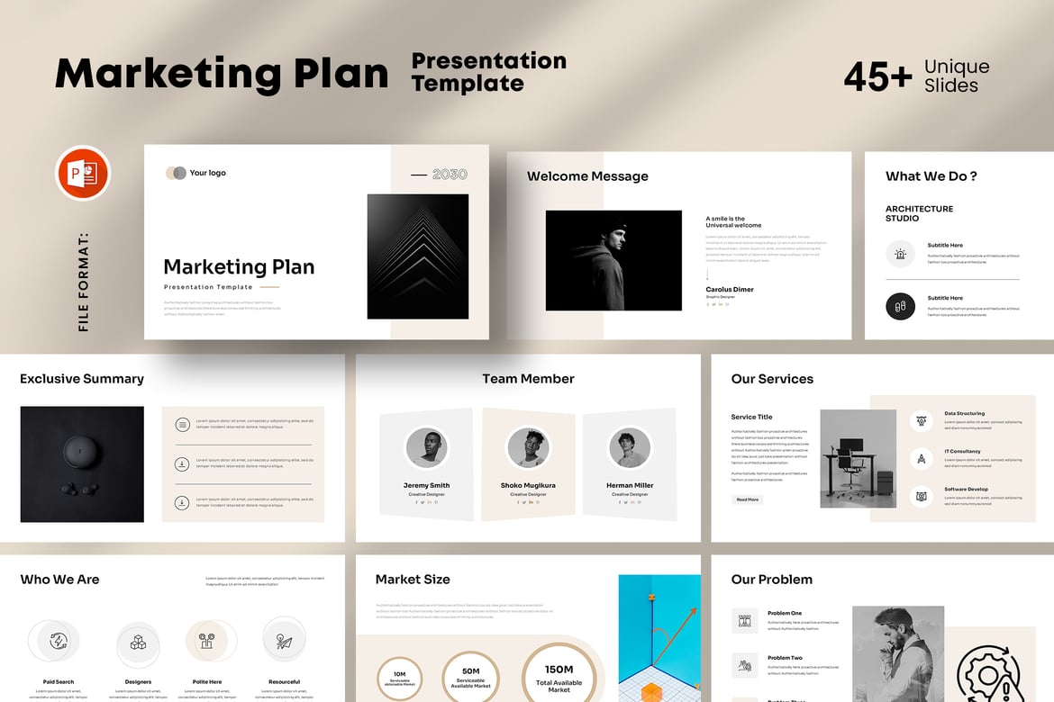 Template Presentasi PowerPoint Rencana Pemasaran yang Menarik dan Profesional