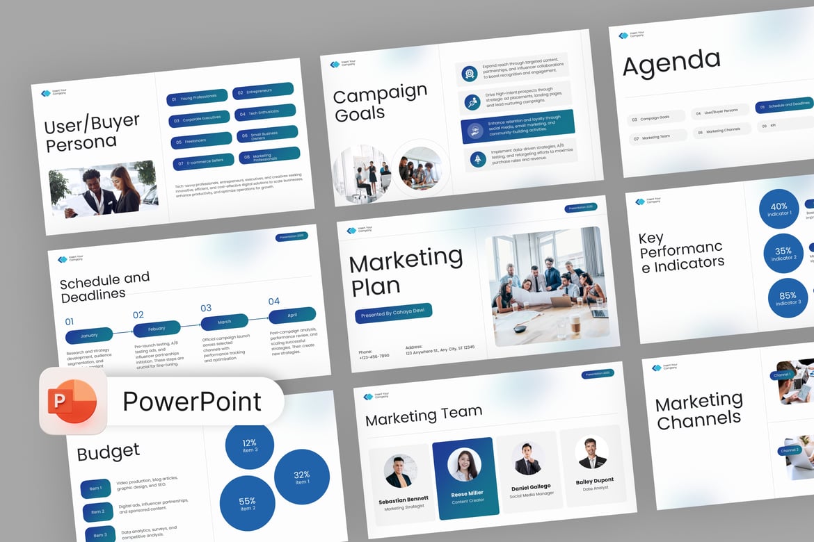 Template Presentasi PowerPoint Rencana Pemasaran yang Menarik