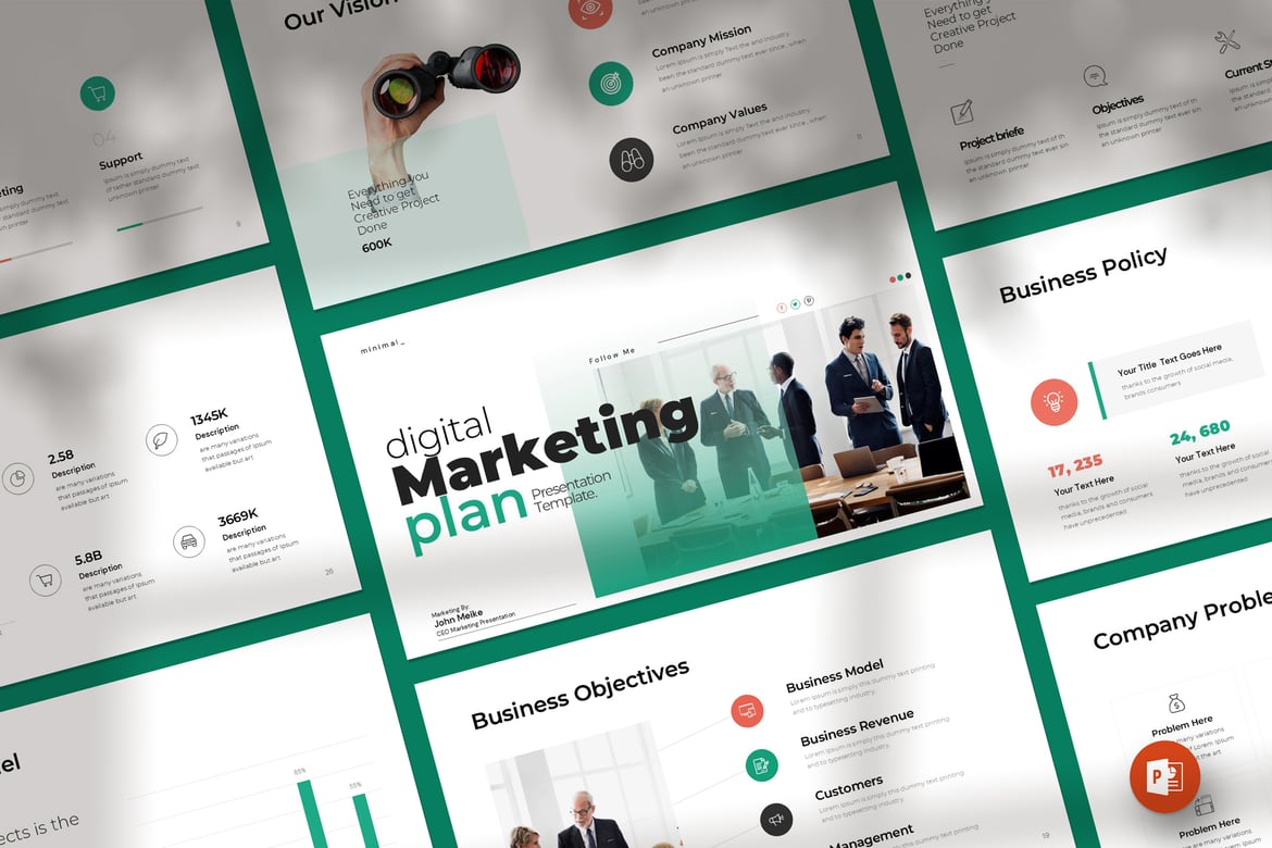 Template PowerPoint Rencana Pemasaran yang Modern dan Profesional