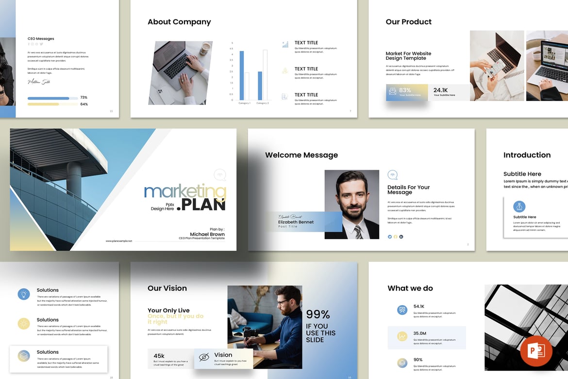 Template PowerPoint Rencana Pemasaran yang Menarik dan Profesional